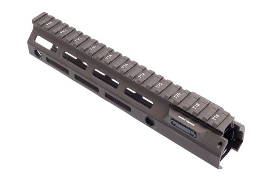 Laser engraved T-marked Picatinny rail on the Mod 4 handguard